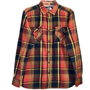 The North Face Plaid Flannel Button Down in Rust/Gold/Navy Men’s M